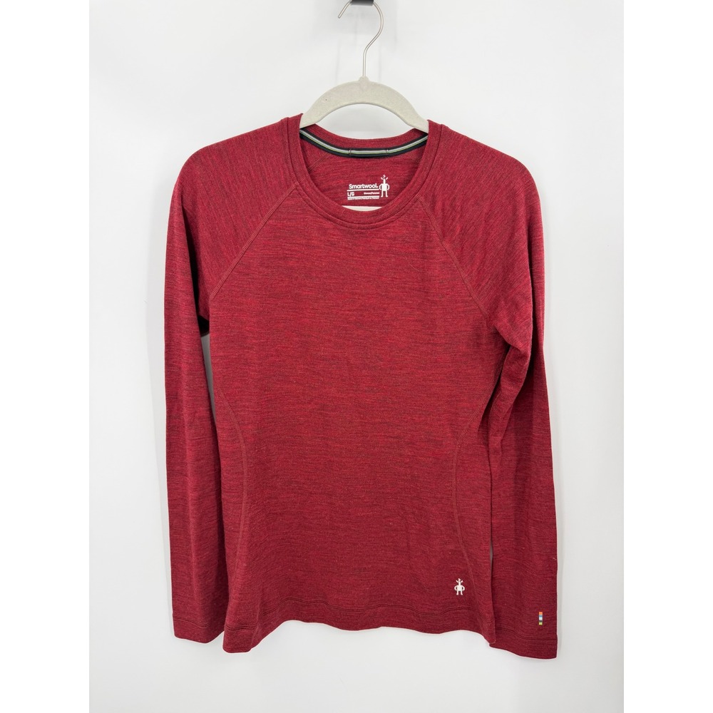 Smartwool Classic Thermal Merino Crew Top Women L Red Long Sleeve Base Layer